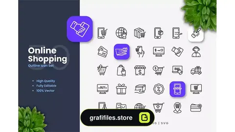 آیکون خرید آنلاین Online Shopping Outline Icons