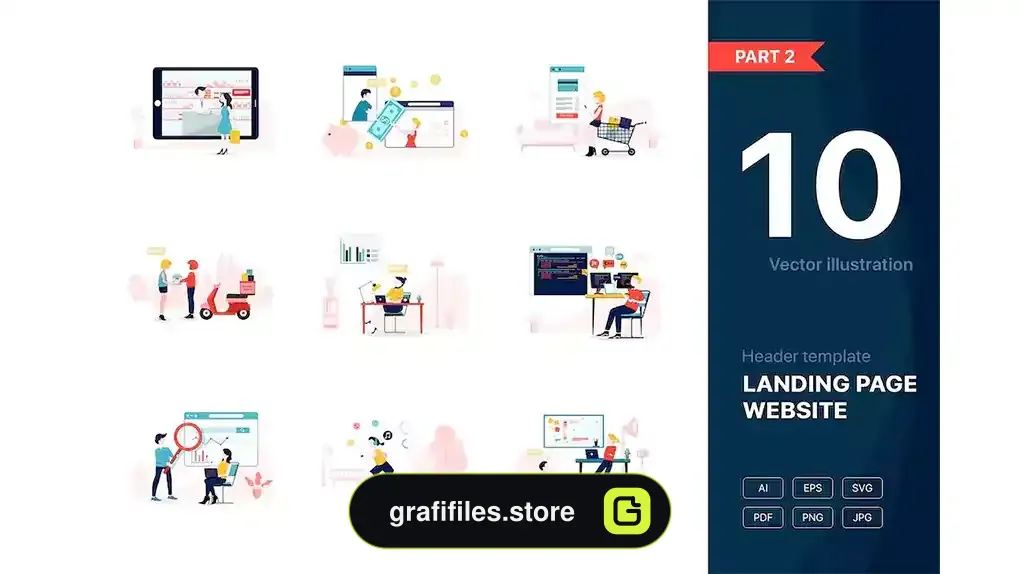 طرح وکتور لندینگ پیج Website Illustrations Set Part 2