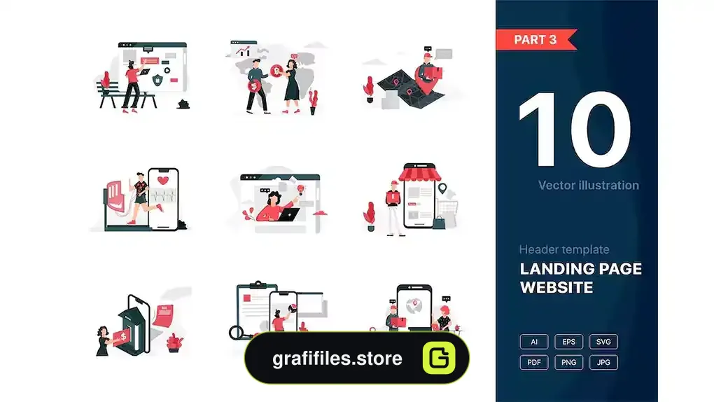 طرح وکتور لندینگ پیج Website Illustrations Set Part 3