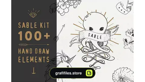 وکتور عناصر طراحی دستنویس Sable Kit - hand drawn collection