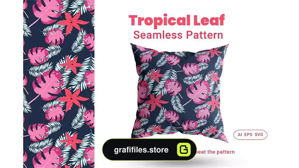 پترن برگ استوایی Seamless Pattern Tropical Leaf