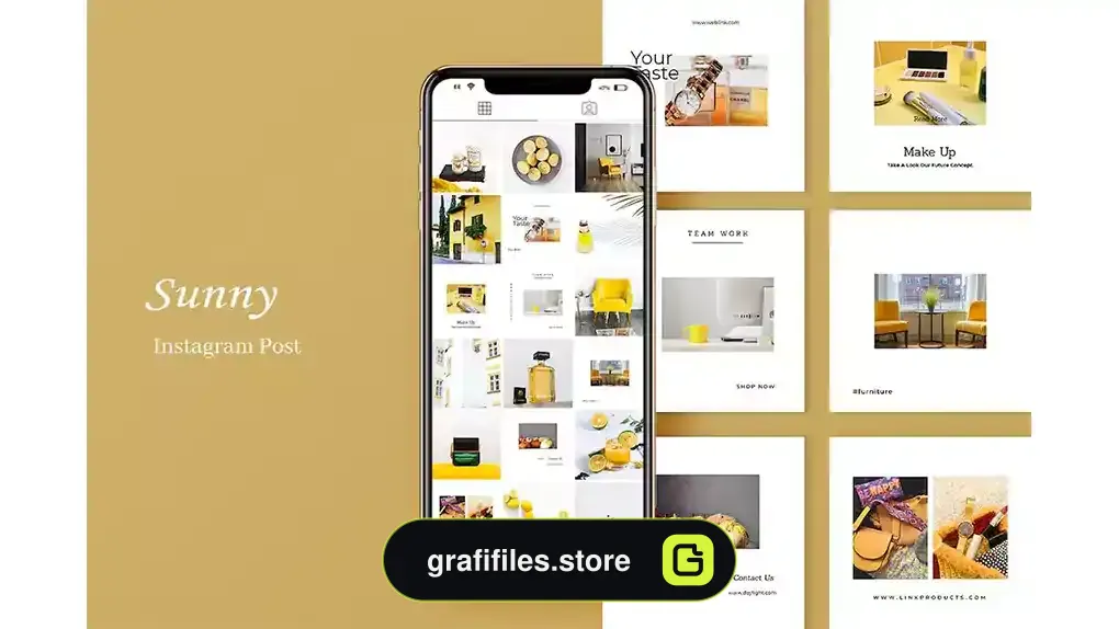 طرح لایه باز پست اینستاگرام Sunny Instagram Post