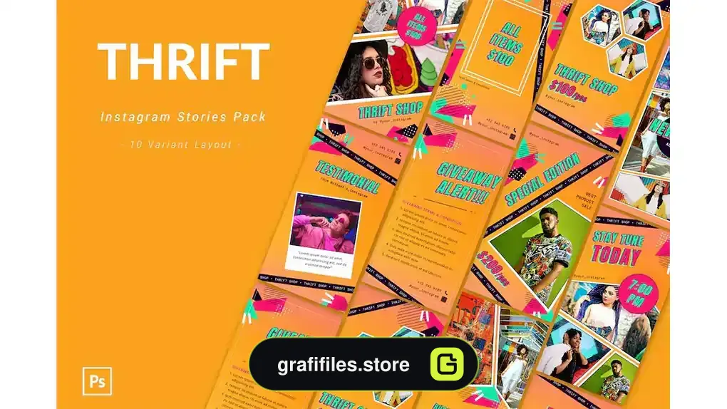 طرح لایه باز اینستاگرام Thrift - Instagram Template Pack