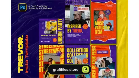 دانلود طرح لایه باز اینستاگرام Trevor Streetwear Instagram Template
