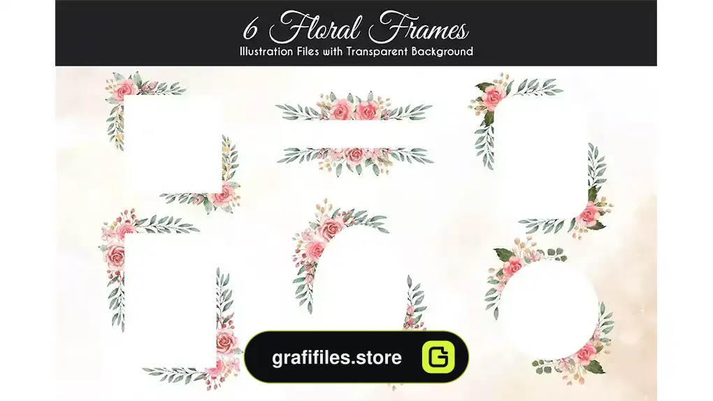 وکتور قاب و فریم گل Watercolor Floral Illustration