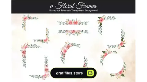 وکتور قاب و فریم گل Watercolor Floral Illustration