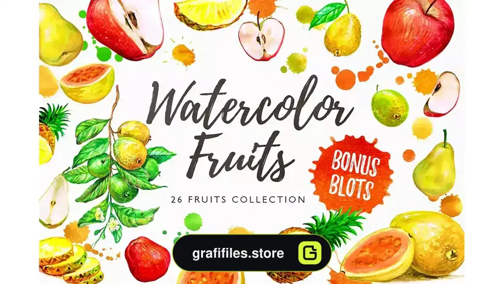 کلیپ آرت میوه آبرنگی Watercolor Fruits