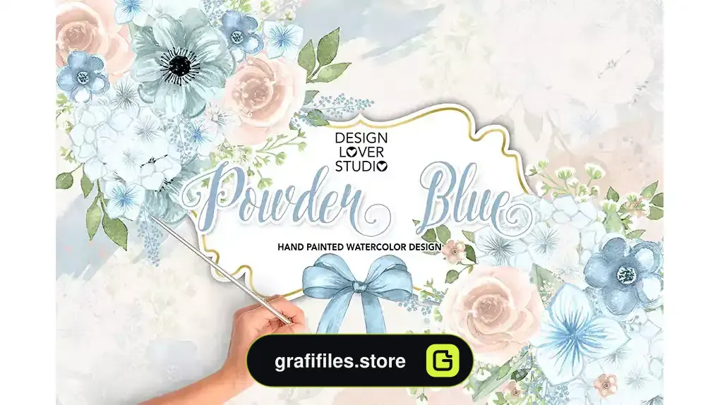 کلیپ آرت گل آبرنگی Watercolor POWDER BLUE design