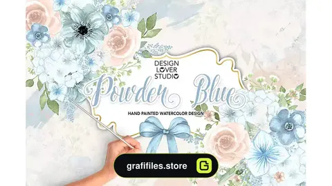 کلیپ آرت گل آبرنگی Watercolor POWDER BLUE design