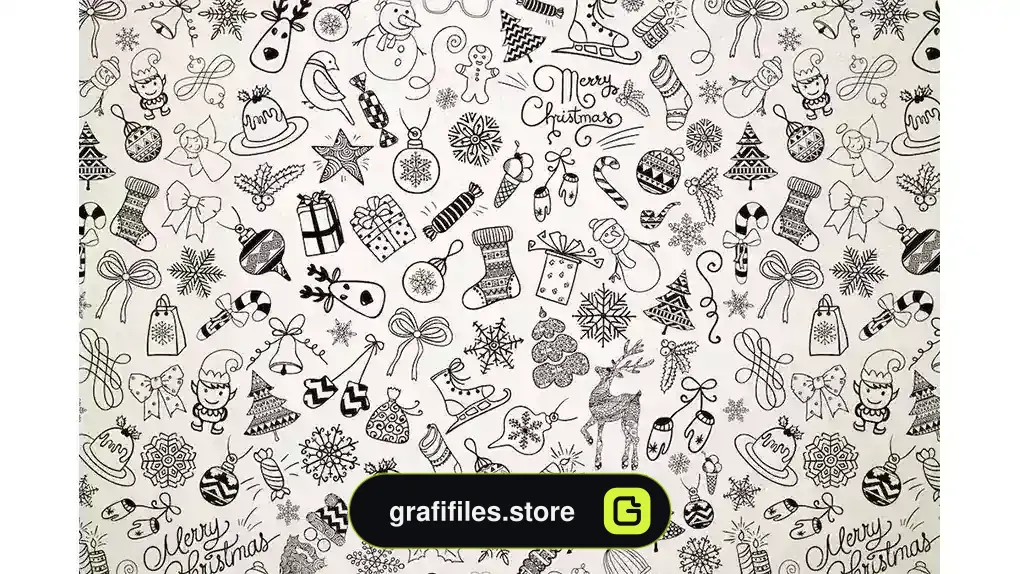 پترن کریسمس Xmas Doodles Seamless Pattern