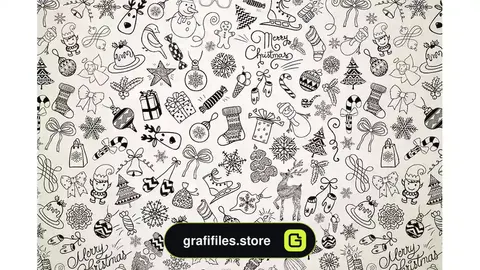 پترن کریسمس Xmas Doodles Seamless Pattern
