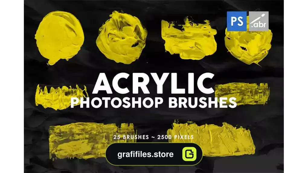 دانلود براش رنگ روغن فتوشاپ Acrylic Shapes Photoshop Stamp Brushes