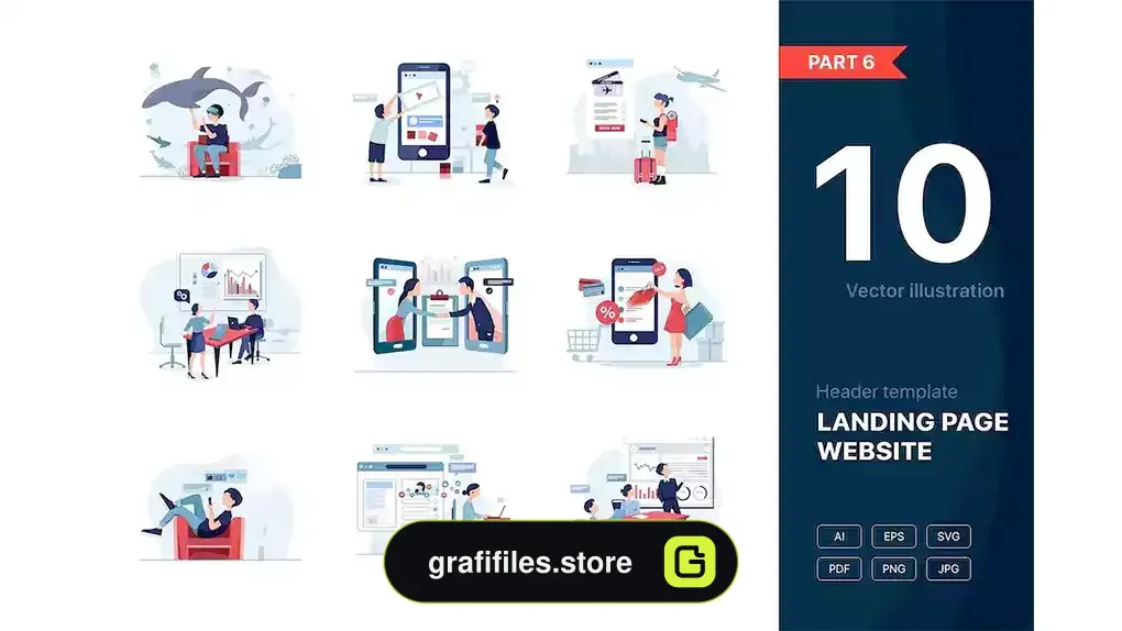 طرح وکتور لندینگ پیج Website Illustrations Set Part 6