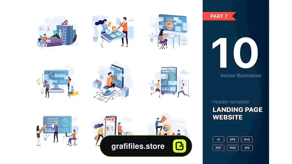طرح وکتور لندینگ پیج Website Illustrations Set Part 7