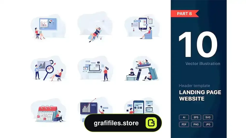 طرح وکتور لندینگ پیج Website Illustrations Set Part 8