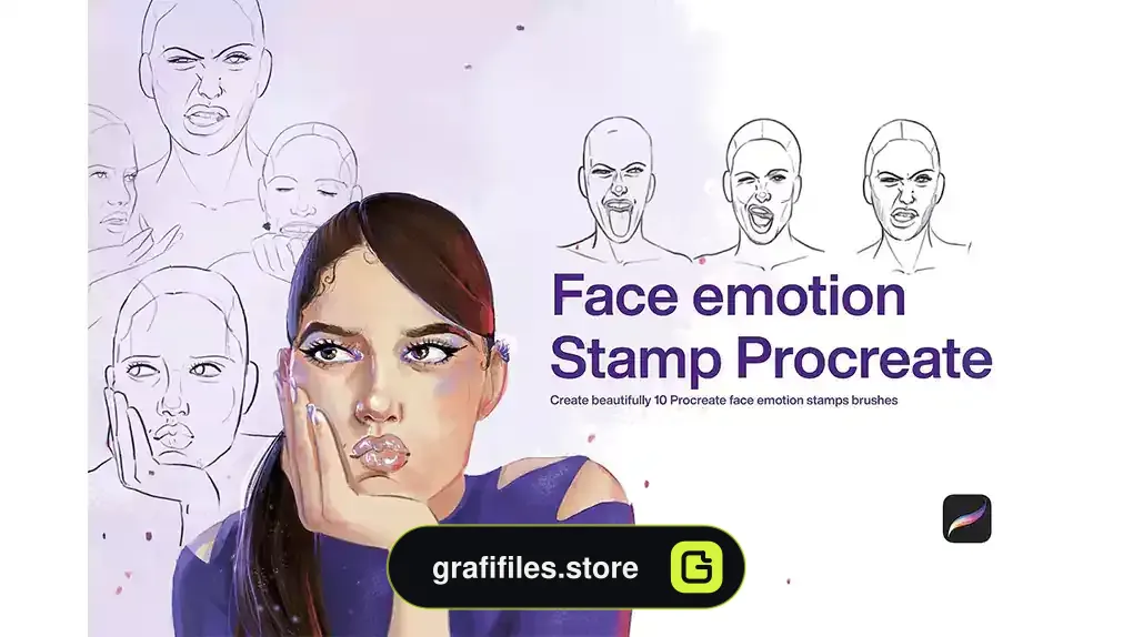 براش پروکریت صورت Face Emotion Stamps Procreate