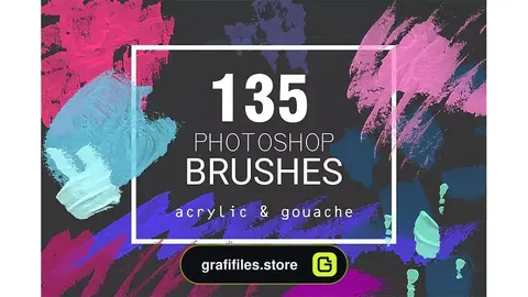 براش آکریلیک و گواش فتوشاپ Acrylic&Gouache - 135 PS brushes