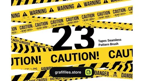 براش نوار احتیاط زرد ایلوستریتور CAUTION TAPES Seamless Pattern Brush