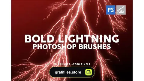براش رعد و برق فتوشاپ Bold Lightning Photoshop Stamp Brushes