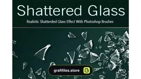 براش شیشه شکسته فتوشاپ Shattered Glass PS Brushes Full Pack