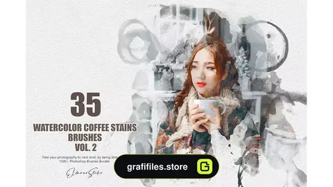 براش آبرنگ لکه قهوه فتوشاپ Watercolor Coffee Stains Brushes - Vol. 2