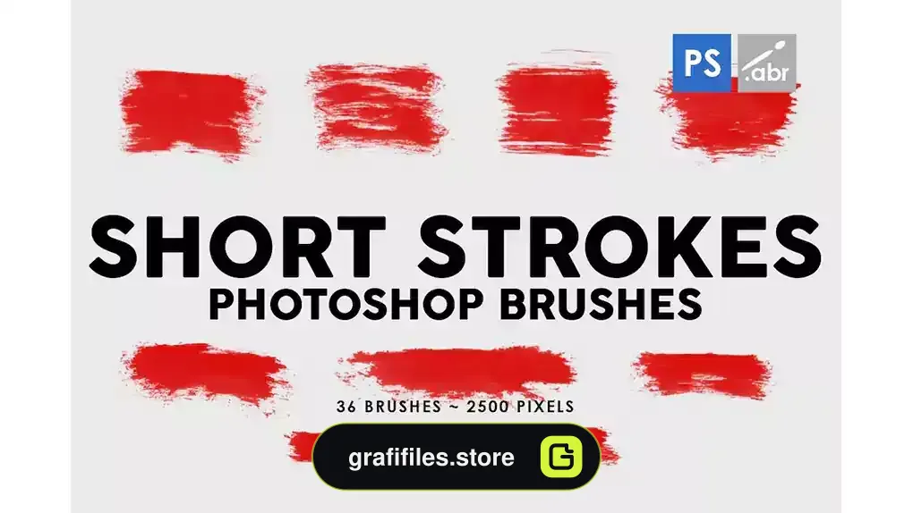 براش جوهر فتوشاپ Short Ink Strokes Photoshop Stamp Brushes