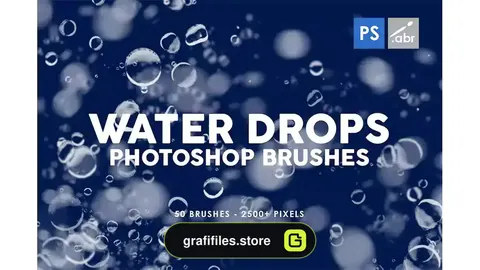 براش قطرات آب فتوشاپ Water Drops Photoshop Stamp Brushes