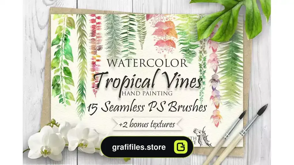 براش انگور گرمسیری Tropical Vines Seamless PS Brushes