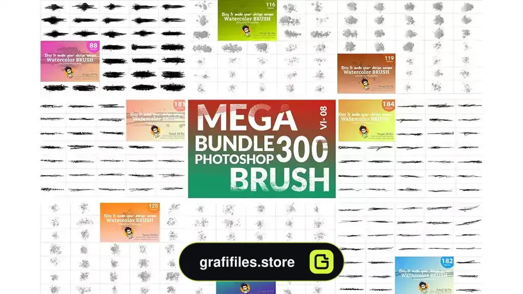 براش آبرنگ فتوشاپ Watercolor Brush Bundle Vl 08