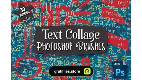 براش متن فتوشاپ Text Collage Photoshop Brushes