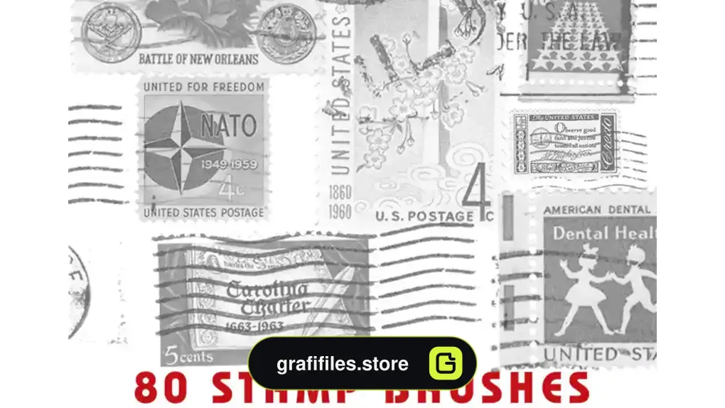 براش مهر قدیمی فتوشاپ Vintage Stamp Brushes