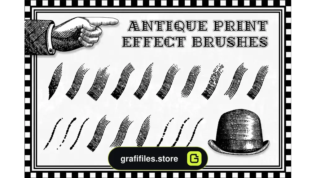 براش ایلوستریتور Antique Print Effect Brushes