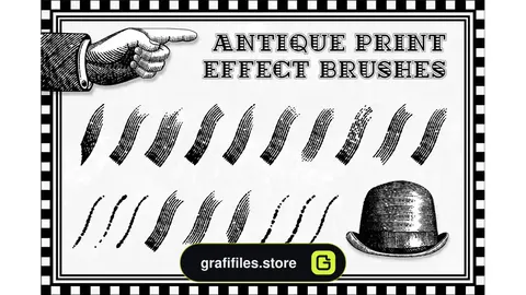 براش ایلوستریتور Antique Print Effect Brushes