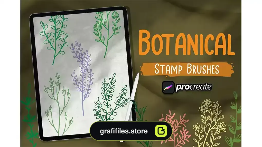 براش برگ گیاه پروکریت Botanical Leaf Brush Stamp Procreate