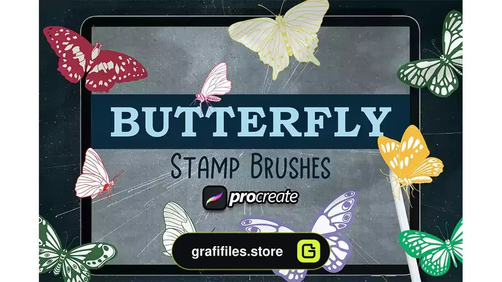 براش پروانه پروکریت Butterfly Brush Stamp Procreateبراش پروانه پروکریت Butterfly Brush Stamp Procreate