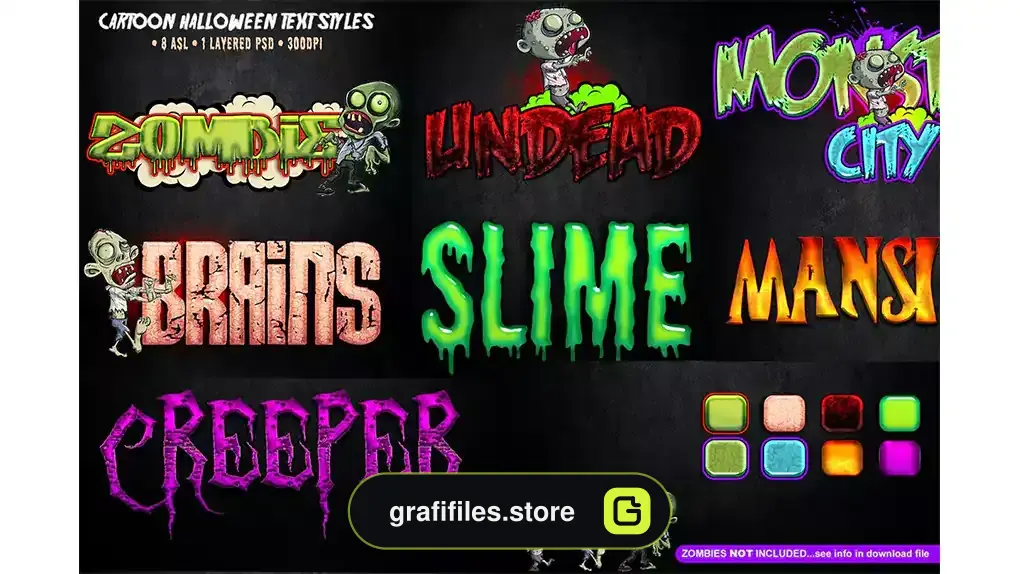استایل متن کارتونی هالووین Cartoon Halloween Text Styles