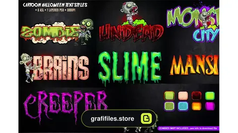 استایل متن کارتونی هالووین Cartoon Halloween Text Styles