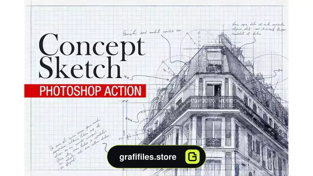 اکشن اسکیس معماری Concept Sketch - Photoshop Action