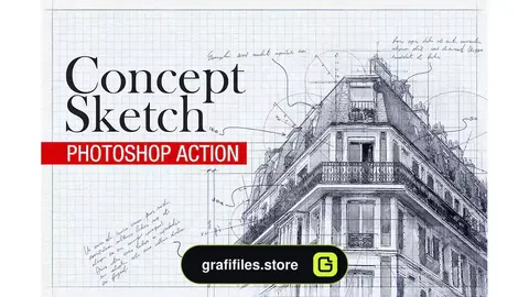اکشن اسکیس معماری Concept Sketch - Photoshop Action