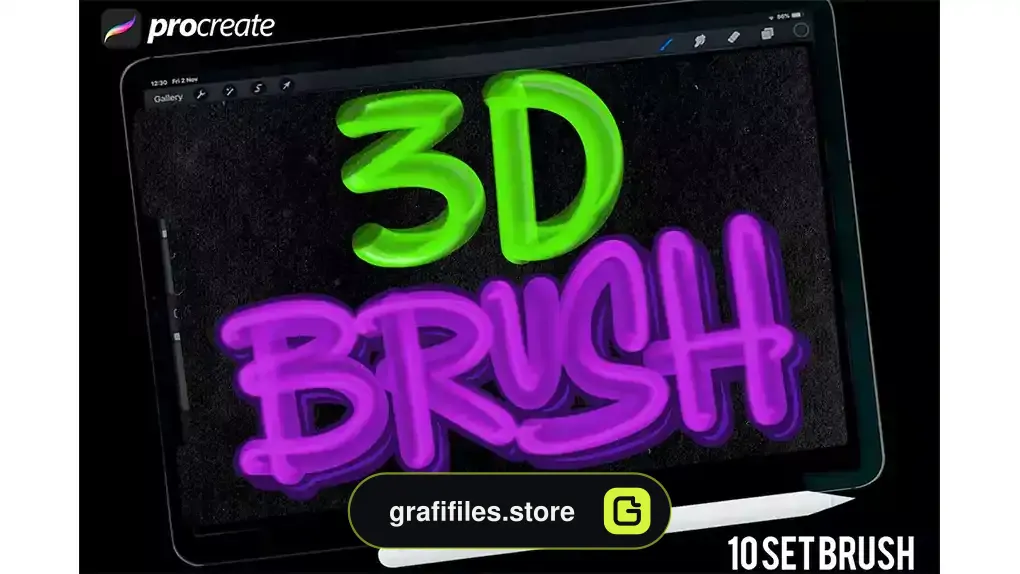 براش پروکریت سه بعدی Dans 3D Brush Procreate 1