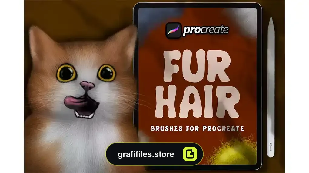 براش مو حیوانات پروکریت Dans Fur Hair Brush Stamp Procreate