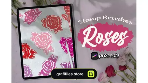براش گل رز پروکریت Dansdesign Roses Brush Stamp Procreate