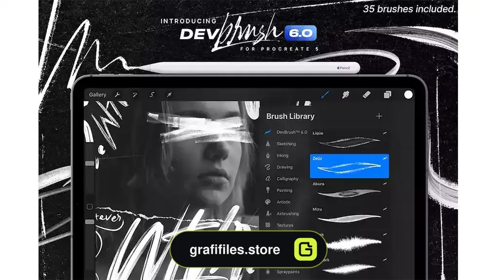 براش تایپوگرافی پروکریت DevBrush 6.0 for Procreate 5