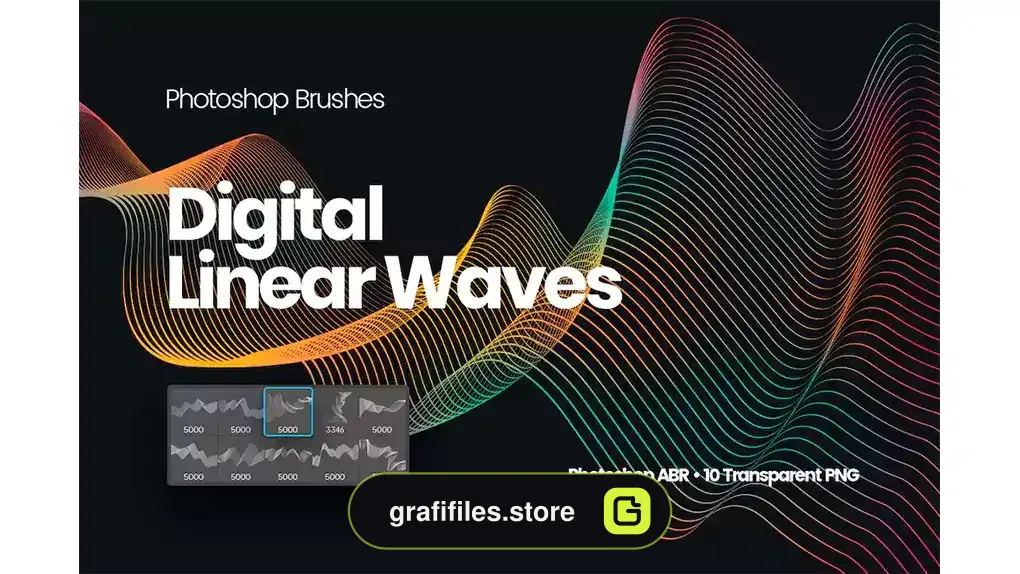 براش خطوط مواج دیجیتال فتوشاپ Digital Linear Waves Photoshop Brushes