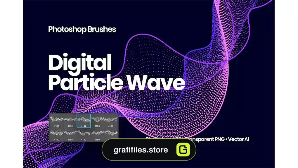 براش امواج ذرات دیجیتال فتوشاپ Digital Particle Waves Photoshop Brushes