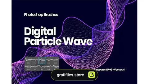 براش امواج ذرات دیجیتال فتوشاپ Digital Particle Waves Photoshop Brushes