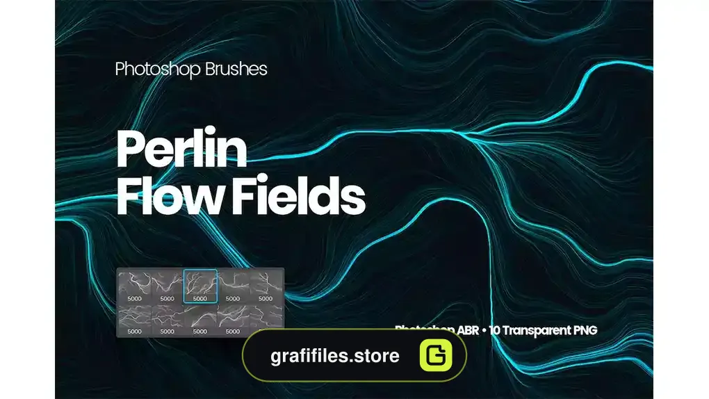 دانلود براش فتوشاپ خطوط الکتریسیته Digital Perlin Flow Fields Photoshop Brushes