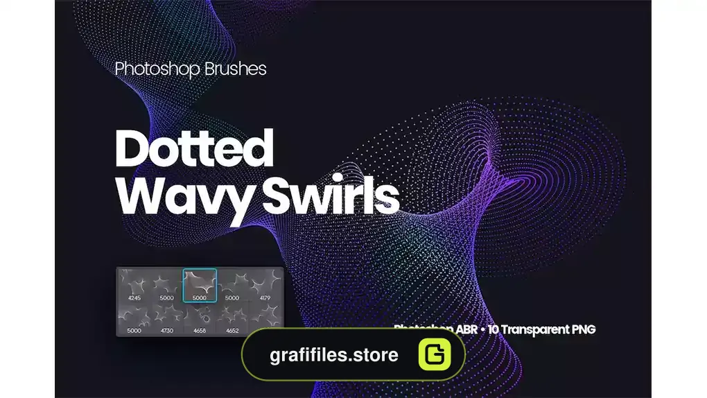 براش خطوط مواج نقطه ایی فتوشاپ Dotted Wavy Swirls Photoshop Brushes