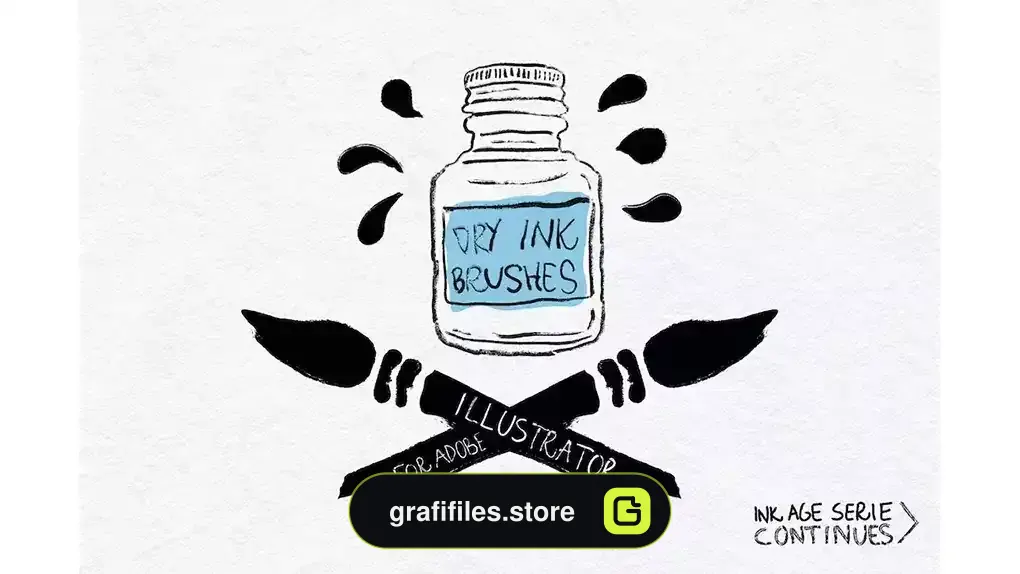 براش جوهر ایلوستریتور Dry Ink Brushes for Adobe Illustrator