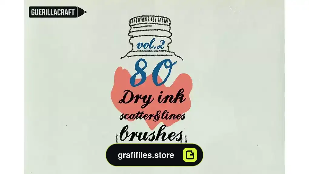 براش جوهر ایلوستریتور Dry Ink Brushes for Adobe Illustrator vol.2